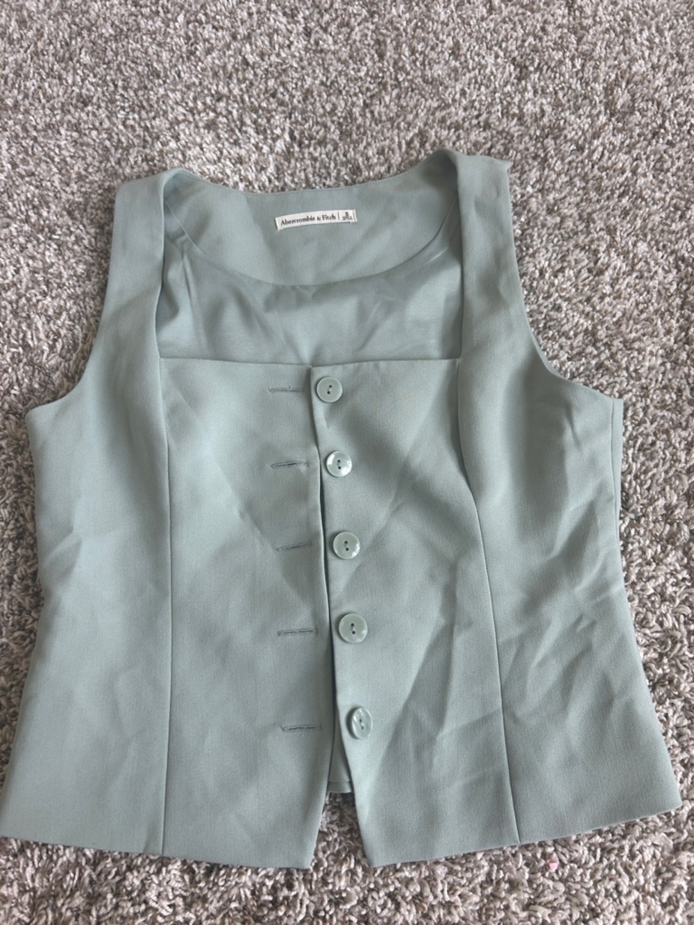 Abercrombie & Fitch Sage Green Button-Front Vest
